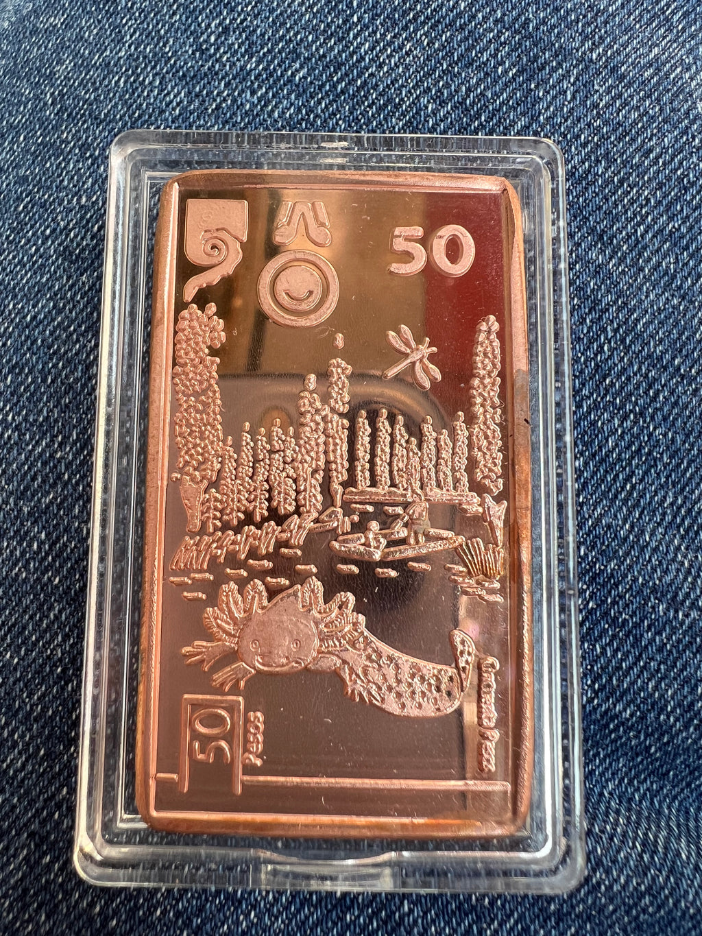 Lingote 50 pesos ajolote